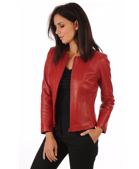 Veste en cuir femme rouge coupe sexy